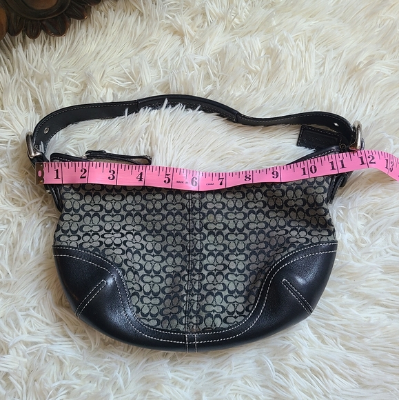 Coach Y2K Mini Bag Black Signature Canvas And Leather Buckle Hobo - Picture 12 of 14